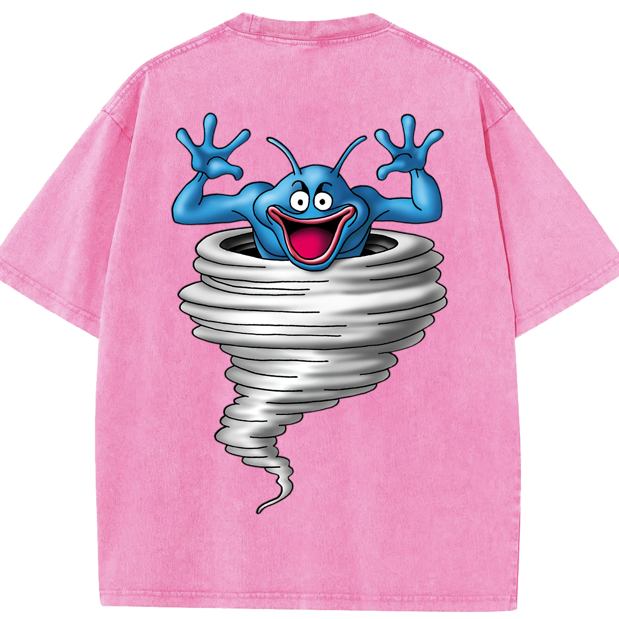 （画像用） ドラゴンクエスト Doragon Kuesuto Dragon Quest 綿100% ヴィンテージ風 半袖Tシャツ（背面プリント）